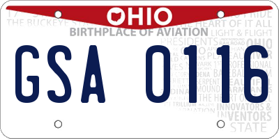 OH license plate GSA0116