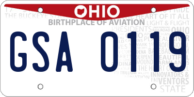 OH license plate GSA0119
