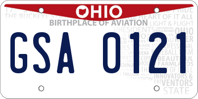 OH license plate GSA0121