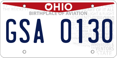 OH license plate GSA0130