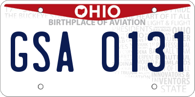 OH license plate GSA0131