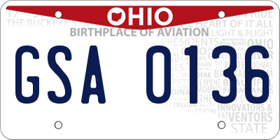 OH license plate GSA0136