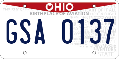 OH license plate GSA0137