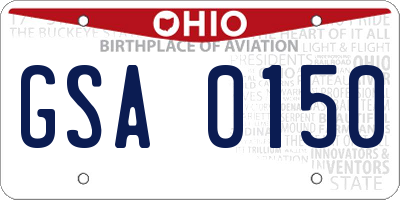 OH license plate GSA0150