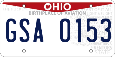 OH license plate GSA0153