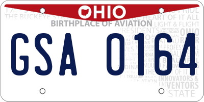 OH license plate GSA0164