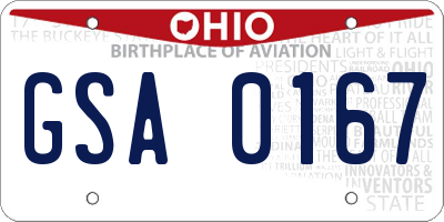 OH license plate GSA0167
