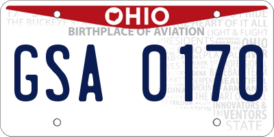 OH license plate GSA0170