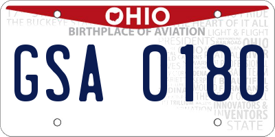 OH license plate GSA0180