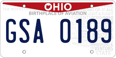OH license plate GSA0189