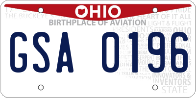 OH license plate GSA0196