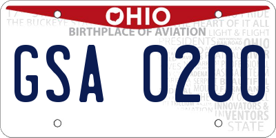OH license plate GSA0200