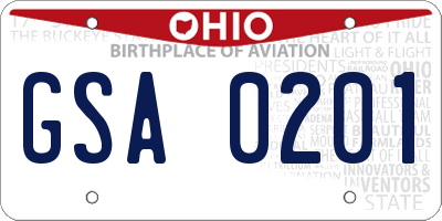 OH license plate GSA0201