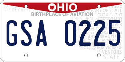 OH license plate GSA0225