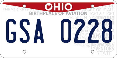 OH license plate GSA0228