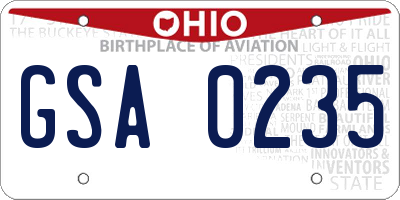 OH license plate GSA0235