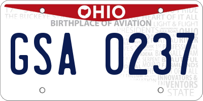 OH license plate GSA0237