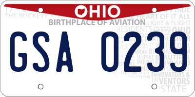 OH license plate GSA0239