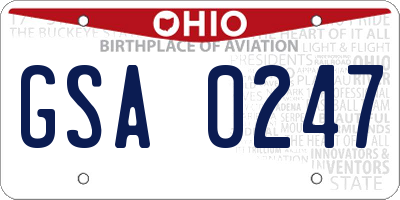 OH license plate GSA0247