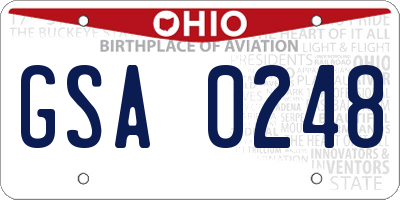 OH license plate GSA0248