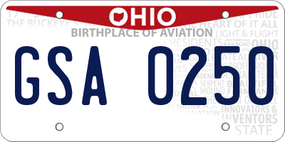 OH license plate GSA0250