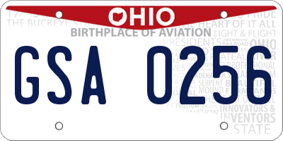 OH license plate GSA0256