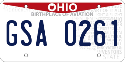 OH license plate GSA0261