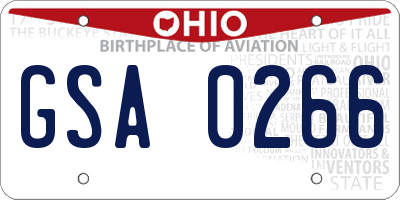 OH license plate GSA0266
