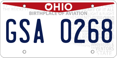 OH license plate GSA0268
