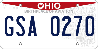 OH license plate GSA0270