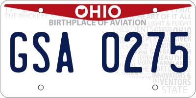 OH license plate GSA0275