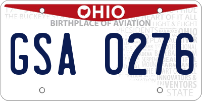 OH license plate GSA0276