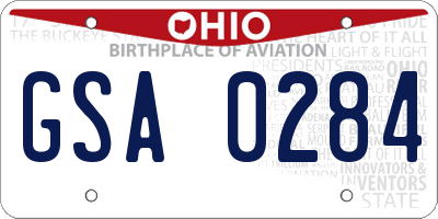 OH license plate GSA0284