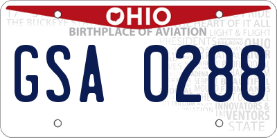 OH license plate GSA0288