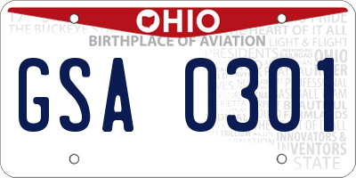 OH license plate GSA0301