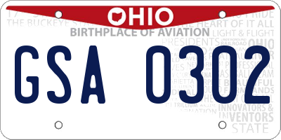 OH license plate GSA0302