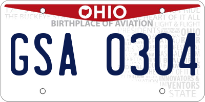 OH license plate GSA0304