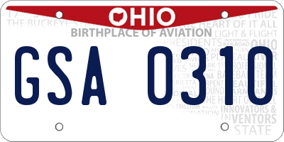 OH license plate GSA0310