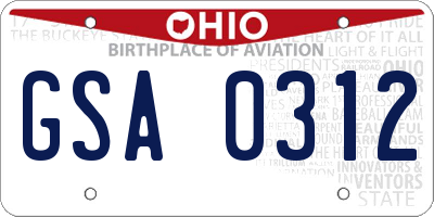 OH license plate GSA0312