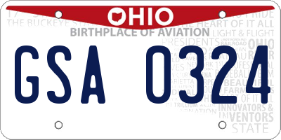 OH license plate GSA0324