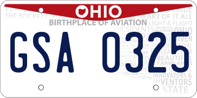 OH license plate GSA0325