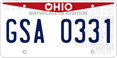 OH license plate GSA0331