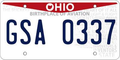 OH license plate GSA0337