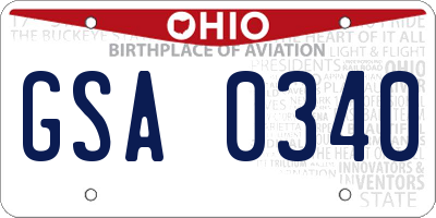 OH license plate GSA0340