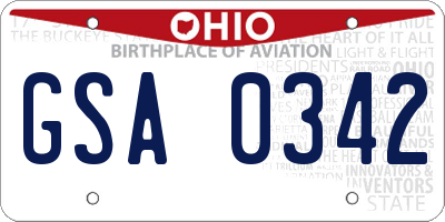 OH license plate GSA0342