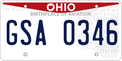 OH license plate GSA0346