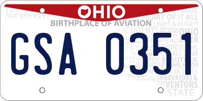 OH license plate GSA0351