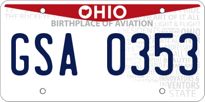 OH license plate GSA0353