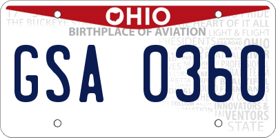 OH license plate GSA0360