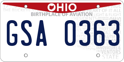 OH license plate GSA0363